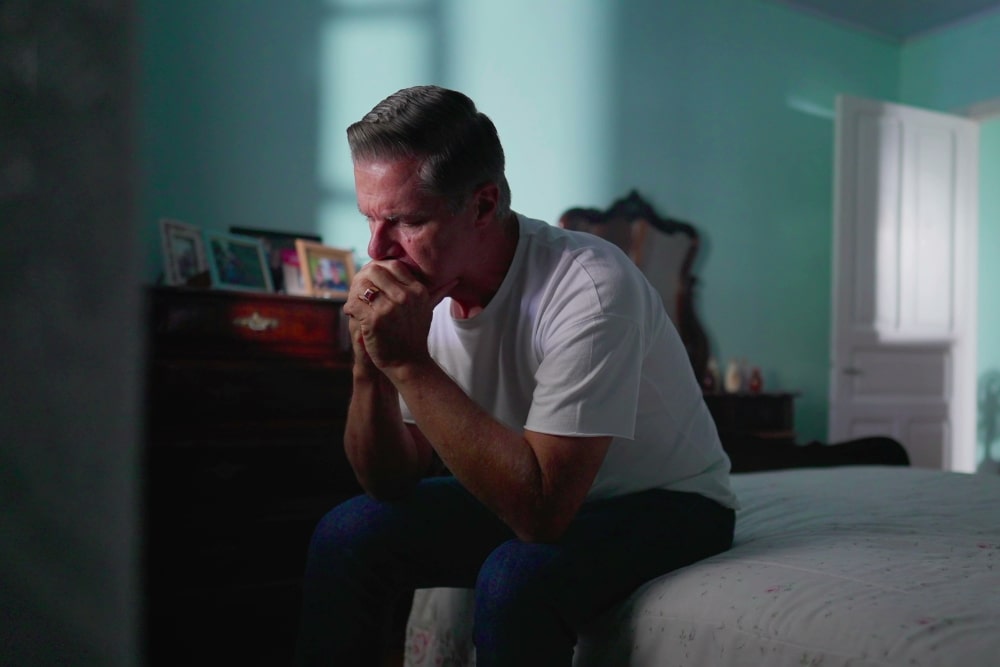 depressed man with stress