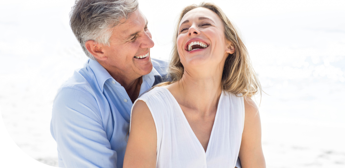 smiling old couple outdoors